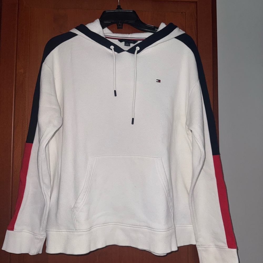 Tommy Hilfiger White and Red Sweater with Classic Design